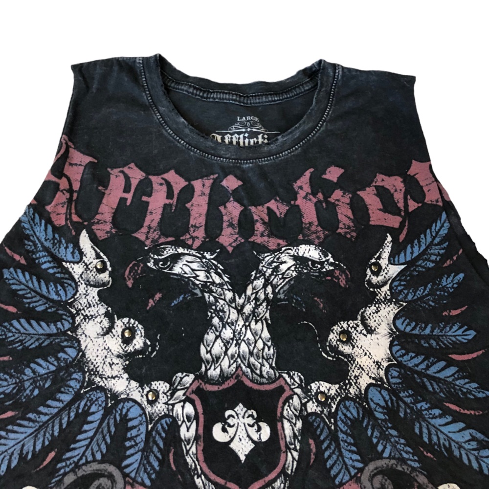 Affliction distressed graphic T-shirt Ricky Hatton Signature Series crop… - Picture 3 of 7